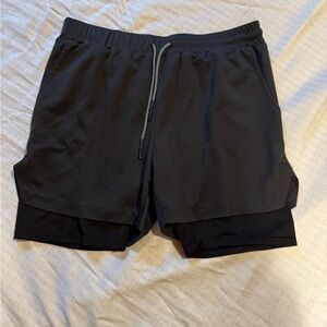 Men's Charcoal Athletic Shorts with Inner Layer